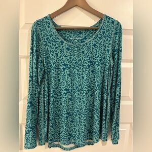 Soft Surroundings Pajama Top Blue Floral Size S